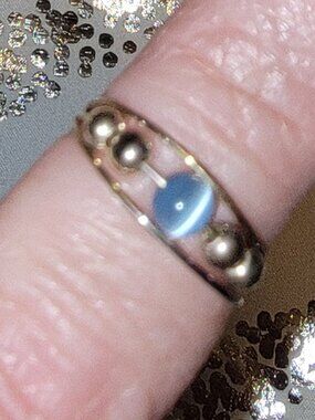 Sterling Silver Adjustable Toe Ring With Blue Stone